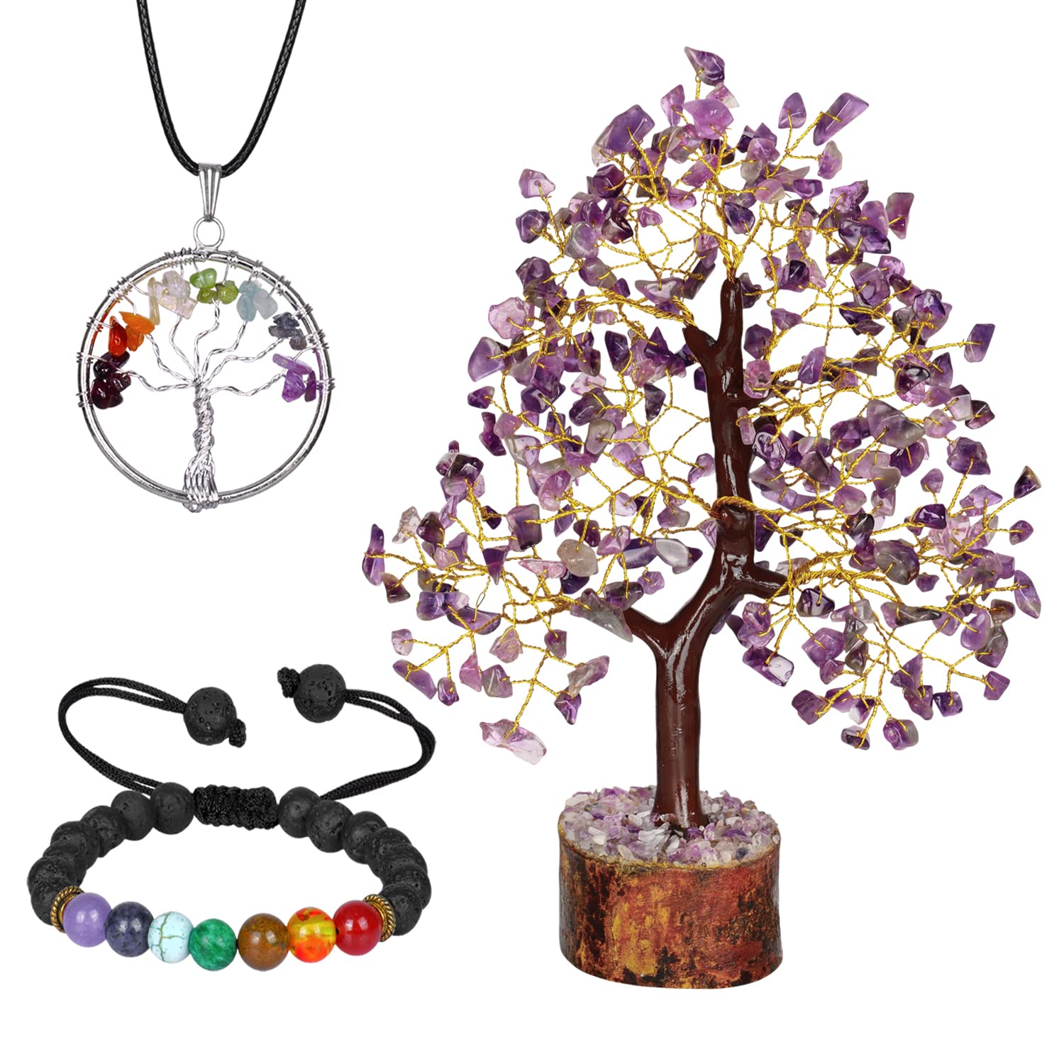 NARIBABU Amethyst Crystal Tree - Bonsai Crystal Tree - Meditation Gifts For Women - Crystal Decor - Gemstone Trees - Ornament Tree - Feng Shui Crystals And Stones - Gemstone Tree Life