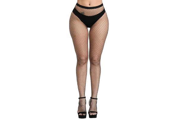 Women's High Waisted Fishnet Stockings Sexy Tights Thigh High Pantyhose