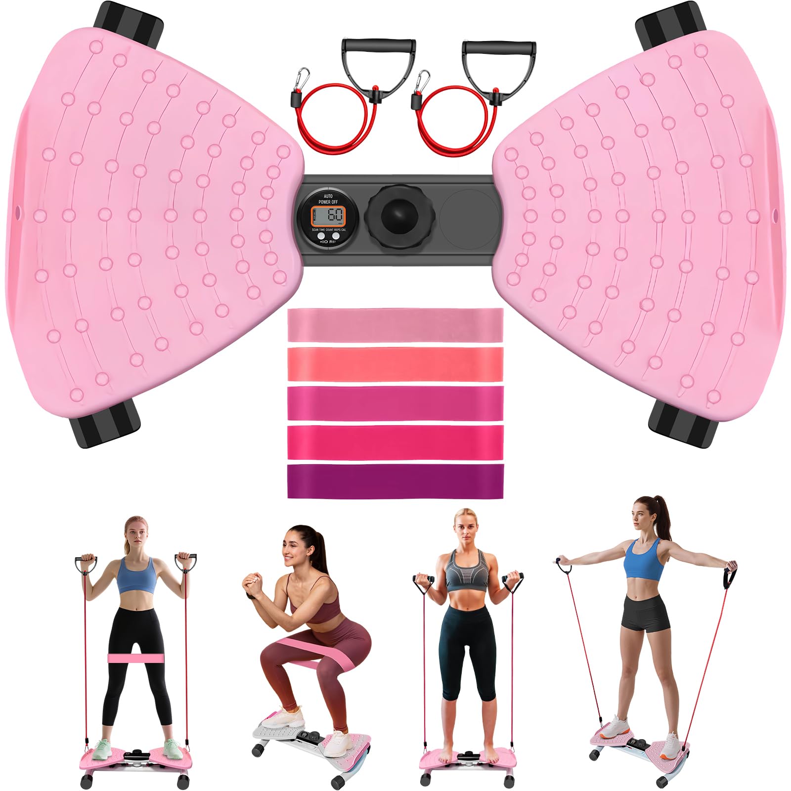 Photo 1 of HEH Waist Twisting Machine, Adjustable Ab Twister Board with Digital Display, Waist Twister with 5 Resistance Bands, Noiseless Home Gym Exercise Equipment for Women Belly Fat, 330 Lbs Capacity