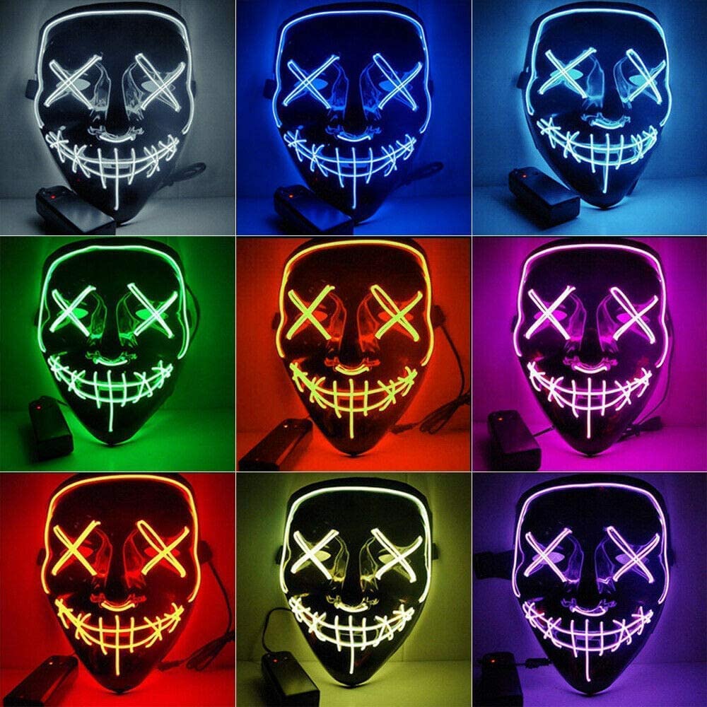 Kayan LED Purge Mask - Scary Festival Cosplay Mask for Halloween, Parties & Carnival (Fluorescent Green)