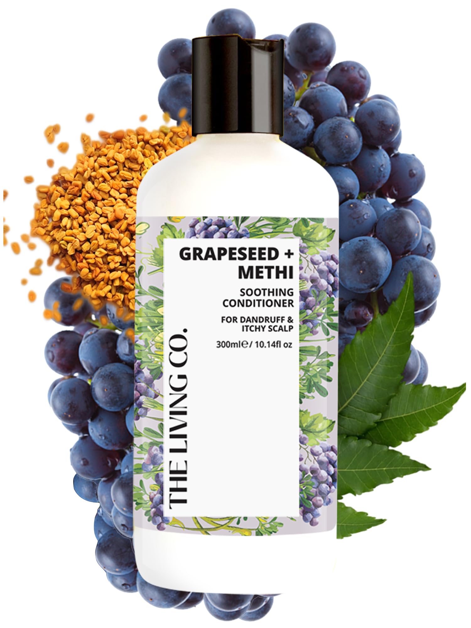 THE LIVING CO Soothing Conditioner With Grapeseed + Methi For Dandruff & Itchy Scalp - 300ml