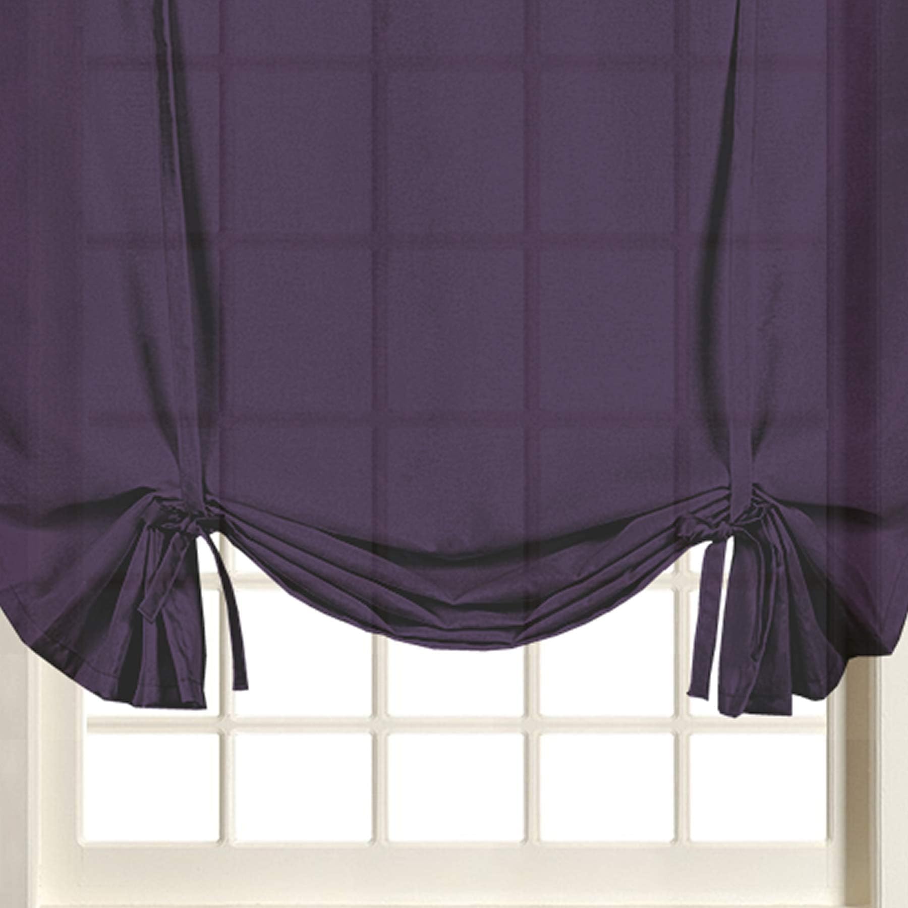 Textile House Voile Plain Tie Blind Net Curtain Panels 59" Wide x 54" Drop (Purple)