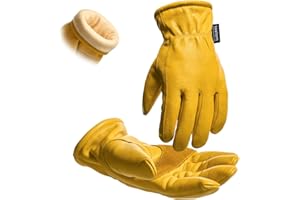 toolant Leather Winter Work Gloves for Men, 100% Grain Cowhide with Warm Thinsulate Lining, Water & Abrasion Resistance