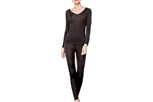 METWAY Women's Silk Long Johns |V-Neck Silk Thermal Underwear Sets|Winter Silk Long Underwear