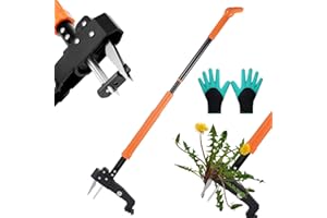 DOUBFIVSY Weed Puller Tool, 39"- 47" Heavy Duty Stand Up Weed Puller Adjustable Long Handle, 4-Claw Steel Head, Easy-Eject Mechanism Weed Remover Tool for Garden Lawn, Remove Weeds Without Bending