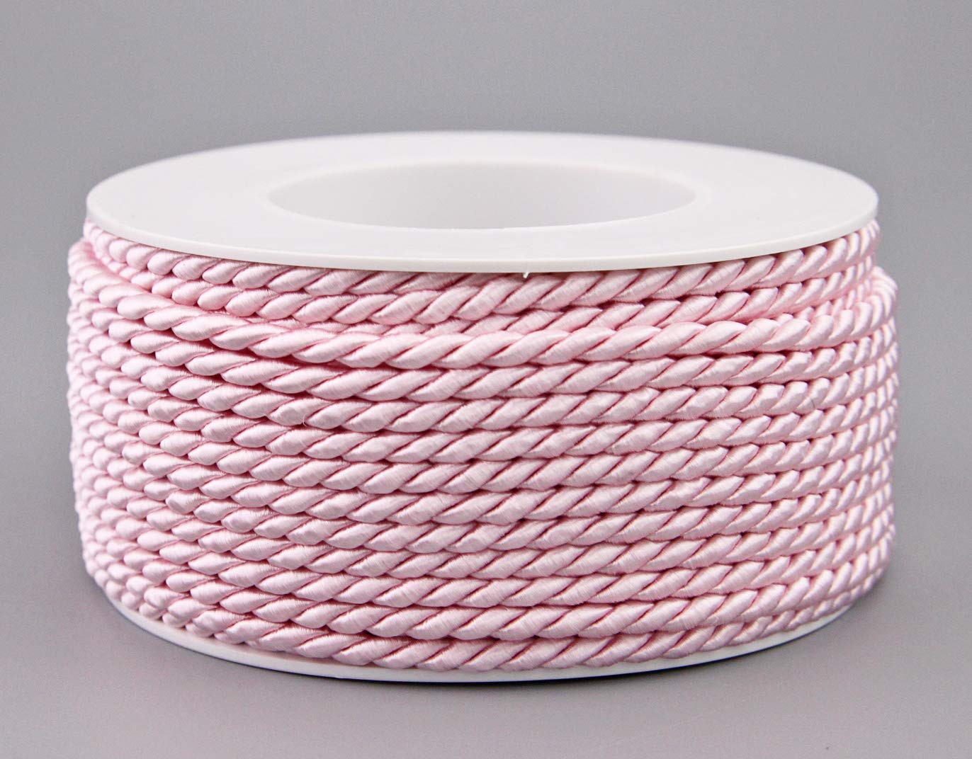 finemark 25 m x 4 mm Cord Light Pink Roll Decorative Twist Cord with Shiny Pink Cord Twisted Cord without Wire for Decorating Crafts Sewing Decorative Cord