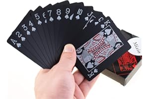Waterproof Plastic Poker Playing Cards, Black PVC Poker Table Cards Classic Magic Tricks Tool Deck (54pcs)