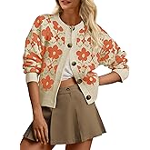 Saodimallsu Womens Floral Cardigan Sweaters Long Sleeve Open Front Button Down Knit Retro Sweater Coat Outwear Fall 2025