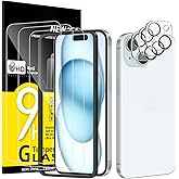 NEW'C 3x for iPhone 15 Screen Protector (6.1 inches)+ 3x Camera Lens Protector, Sensor Protection, Case Friendly Tempered Gla