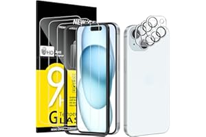 NEW'C 3x for iPhone 15 Screen Protector (6.1 inches)+ 3x Camera Lens Protector, Sensor Protection, Case Friendly Tempered Gla