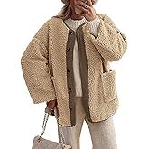 Kissonic Womens Fuzzy Sherpa Fleece Jackets Button Down Long Sleeve Corduroy Patchwork Outwear with Pockets