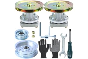BOSFLAG 2 Pack Pre-Greased GY20785 Spindle with GX20367 Pulley GY20629 GY20067 Pulley Replaces GY20785, GY20050 for John Deere L105, L107, L100, L108, L110, L111, L118, L1742, L17.542 Lawn Tractors
