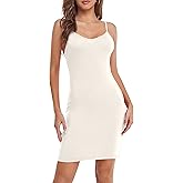 Qzzater Women's Full Slips Basic Under Dress Adjustable Spaghetti Straps Cami Slip Sexy Chemise Nightgown V Neck Nightwear