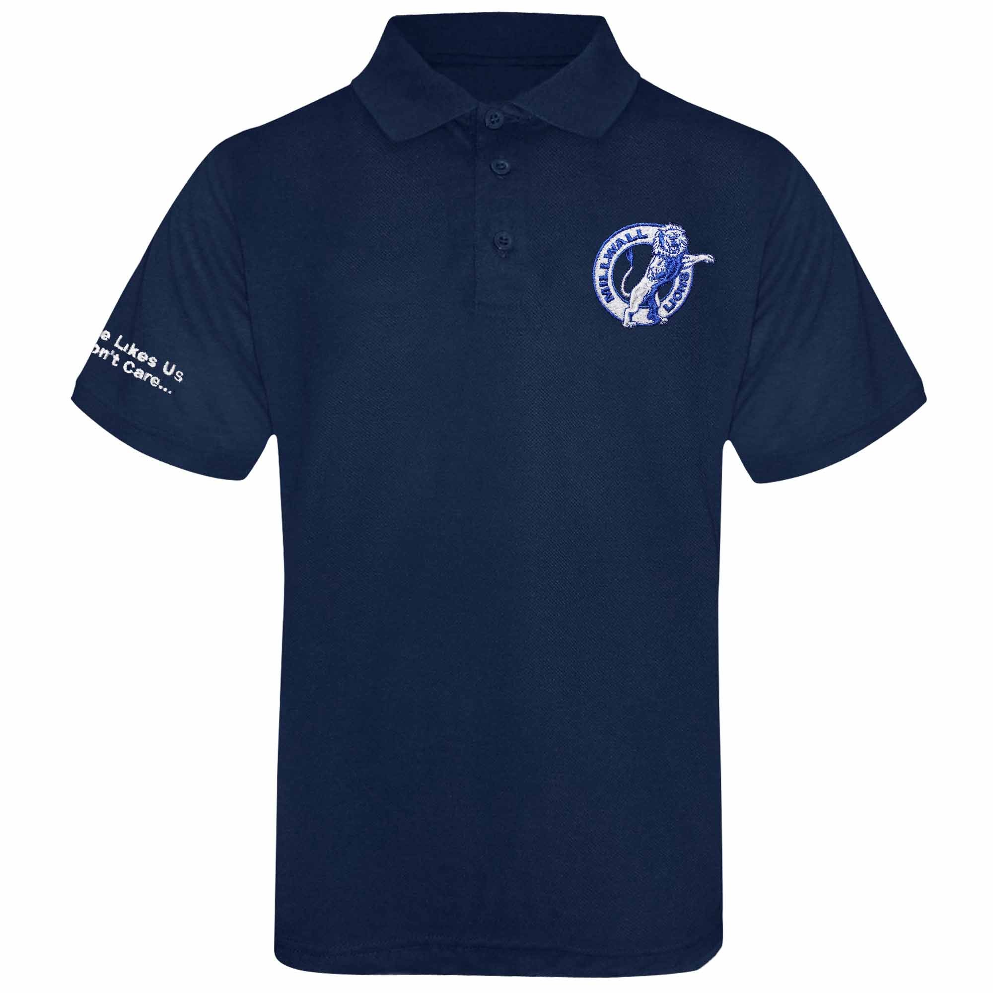 Millwall Lions Embroidered Crest Polo Shirt (Adult Sizes S to 4XL) (Small) Navy Blue