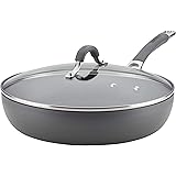 Circulon Radiance Deep Hard Anodized Nonstick Frying Pan / Fry Pan / Hard Anodized Skillet with Lid - 12 Inch, Gray