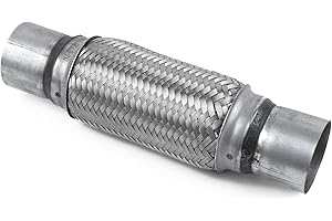 WestMotive, Exhaust Flex Pipe, 2.5"x8"x12" Overall Length Heavy Duty Stainless Steel Double Braid Flexible Tube