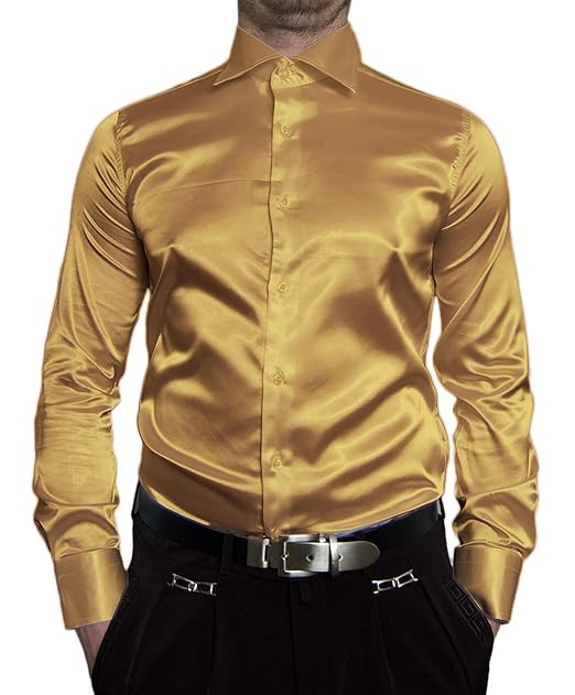 camisa satinada hombre