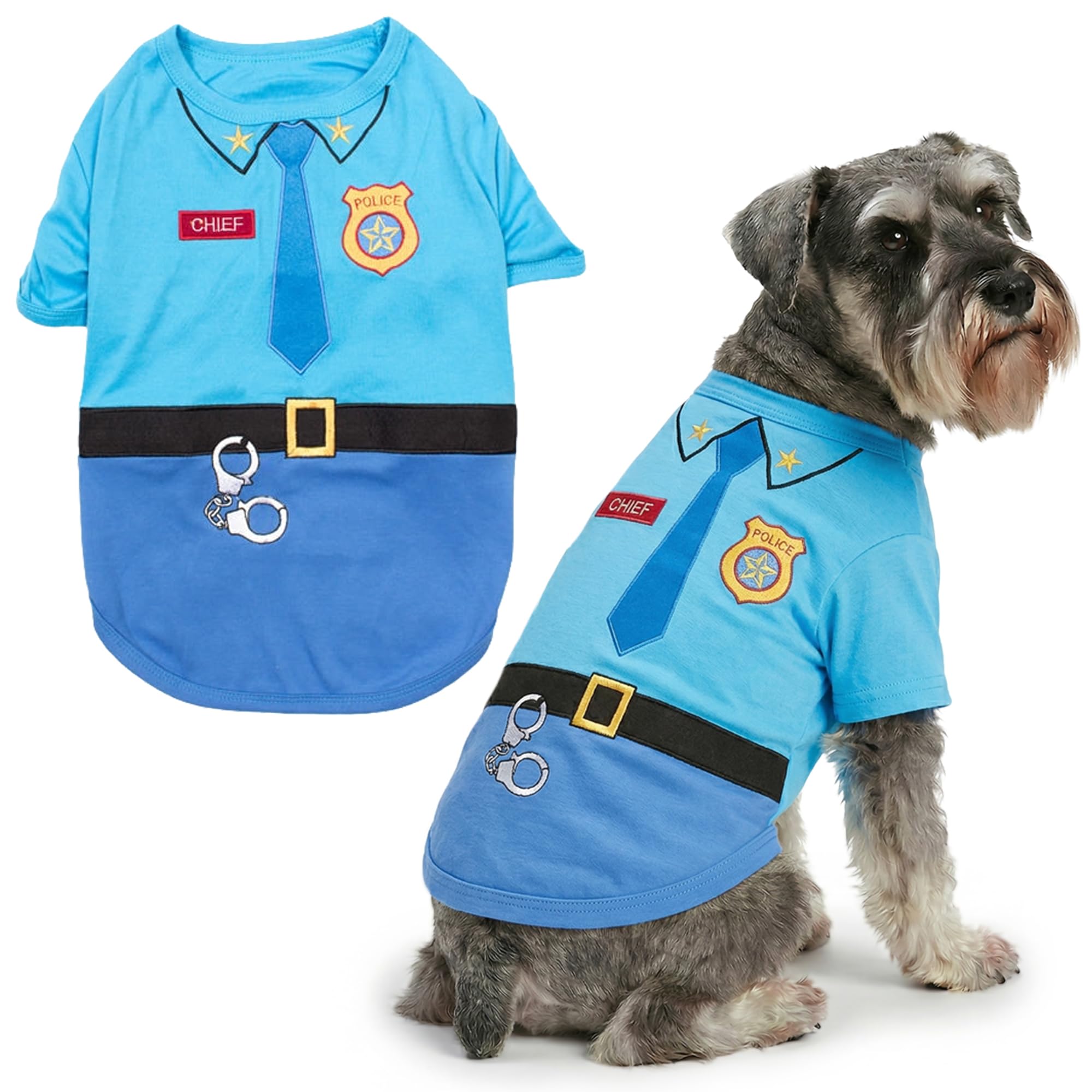 Parisian Pet - Funny Dog Cat Pet Costumes, Shirt Outfits for Halloween - Police, Prisoner, Ketchup, Mustard, Doctor, Firefighter, Sailor, Pirate (Officer Woof - Police Officer, 2XL)