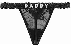 Eoribag Women's Personalized Thongs with Funny Rhinestone Letters, Custom Name Underwear Panties for Couples