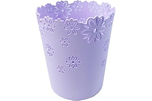 AIDOZ Nazr Wastebasket, Hollow Flower Shape Plastic Lidless Wastepaper Baskets Trash Can (S-Purple)