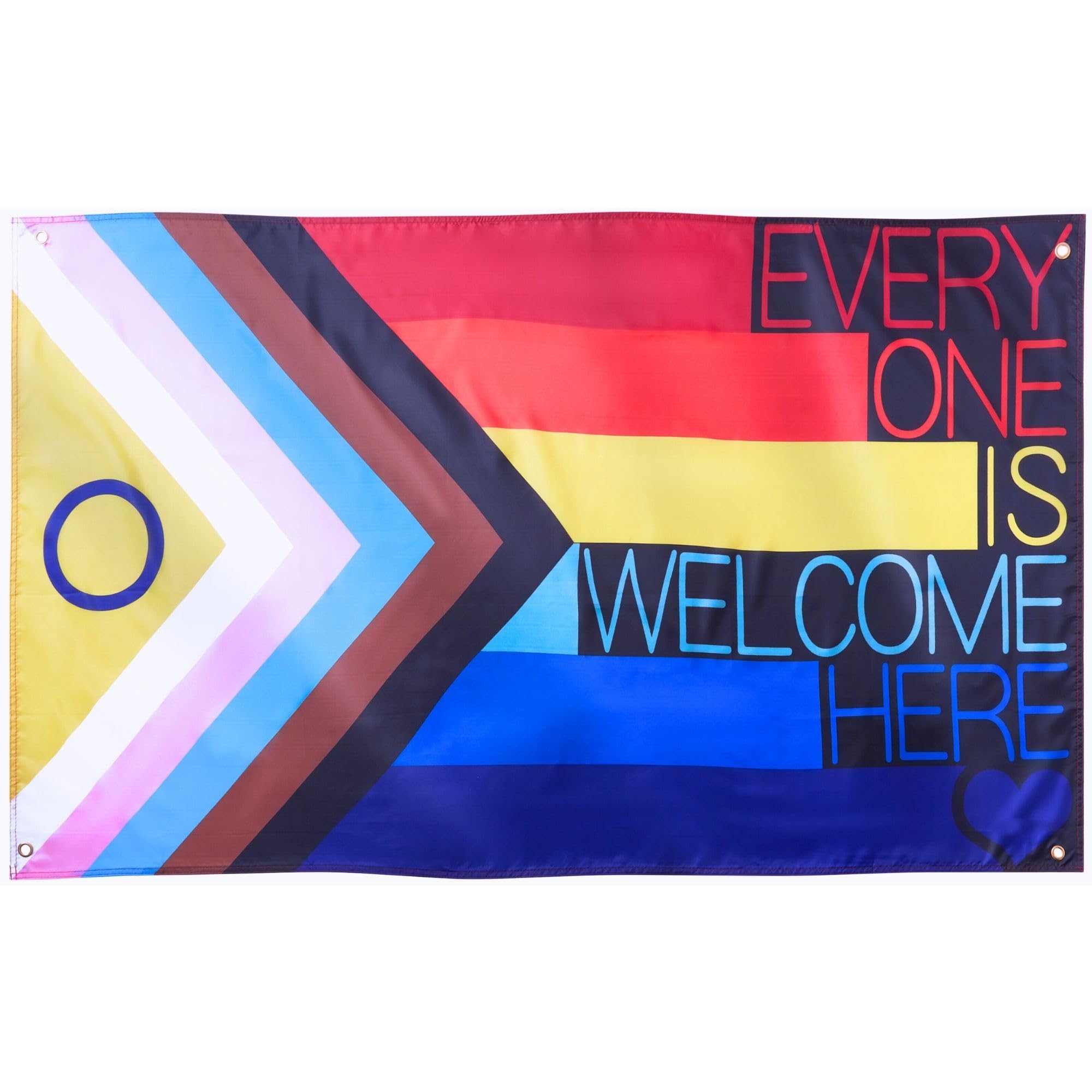 Runesol Everyone Is Welcome Flag, 91x152cm, 3ft x 5ft, 4 Grommets, Eyelet In Every Corner, Pride Flag, LGBT Flag, Gay Pride flag, Sexuality Flag, Inside, Outside, Vivid Colours