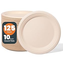 hooray mida 100% Compostable Plates - 125-Count