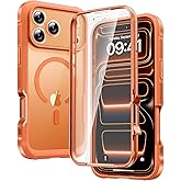 Diaclara Magnetic Designed for iPhone 17 Pro Case 6.3'' [Full Camera Protection] Full Body Bumper,[Compatible with MagSafe] Military Drop Proof Phone Case w/Built-in Screen Protector,Orange