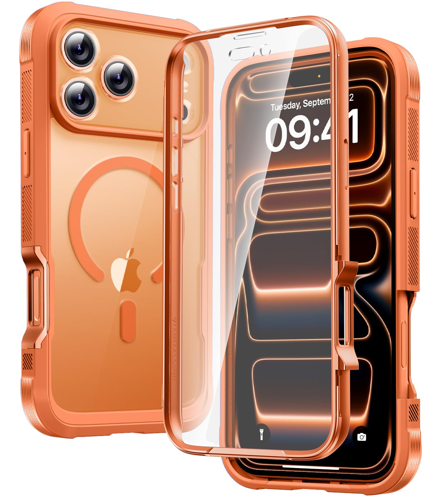 Photo 1 of Diaclara Magnetic Designed for iPhone 17 Pro Case 6.3 Inch Full Body Bumper,[Compatible with MagSafe] Military Drop Proof Cover with Built-in Touch Sensitive Anti-Scratch Screen Protector,Orange