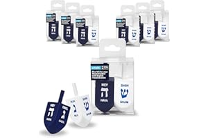 ZION JUDAICA LTD Zion Judaica Extra Large Hanukkah Wooden Dreidels in a Giftable Box 3" Blue & White Wood Dreidles with English Translation & Transliteration Traditional Chanukah Game Toy Spinning Top Hanukkah Gift