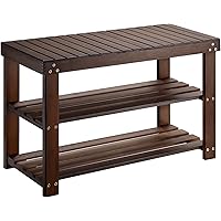 Bamboo Shoe Rack Bench, 3-Tier Sturdy Shoe Organizer, Storage Shoe Shelf, Holds up to 300 LBS for Entryway Bedroom Living Roo