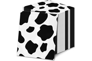 Outus 80 Pieces Cow Print Napkins Farm Animal Theme Party Supplies 2-Ply Disposable Cocktail Paper Napkins Cow Party Decor for Birthday Party Western Party Baby Shower, 5 x 5 Inch