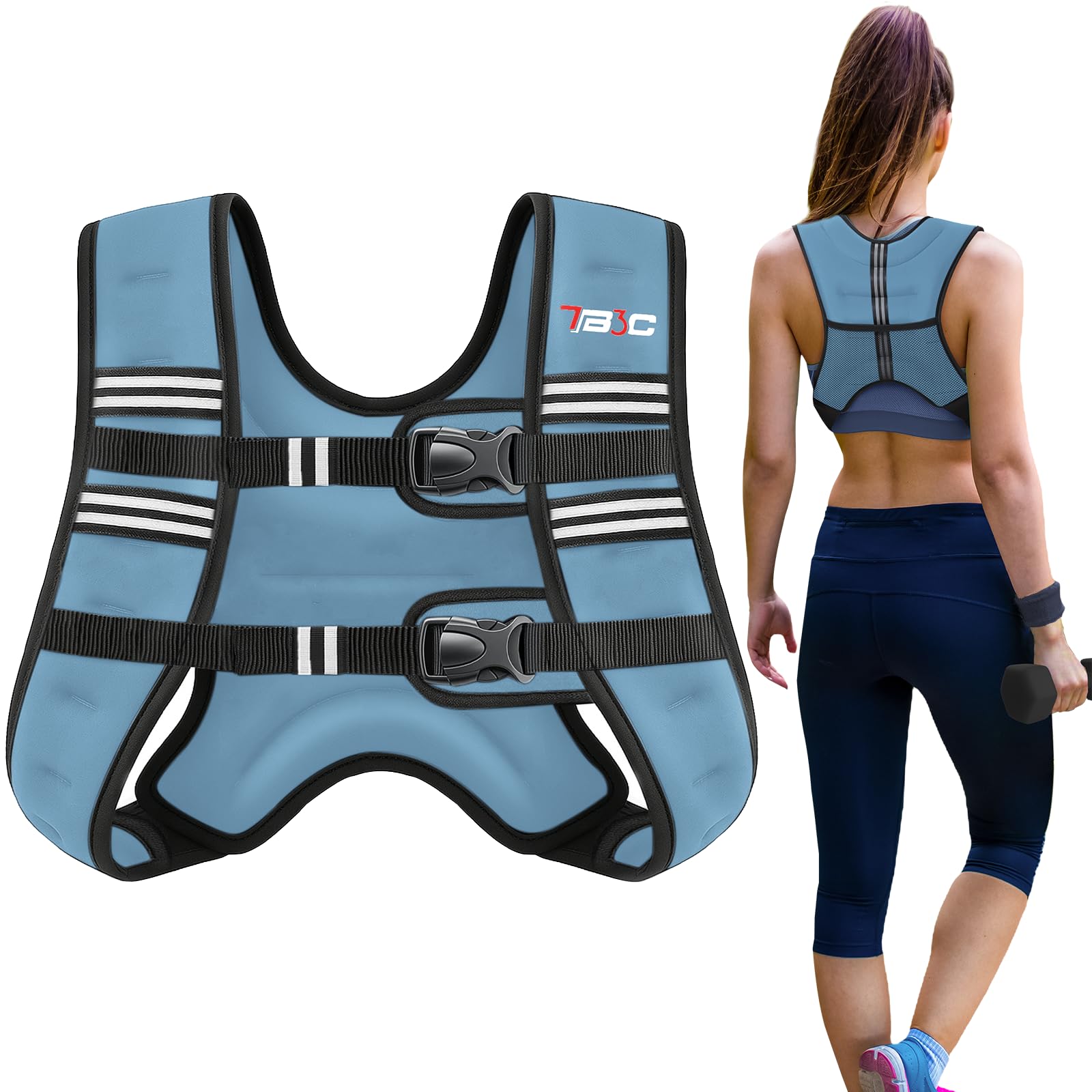 Weighted Vest for Women Men 30Lbs with Reflective Stripe and Double Adjustable Buckle Straps Weight Vests for Walking, Weight Loss, Training, Running Image