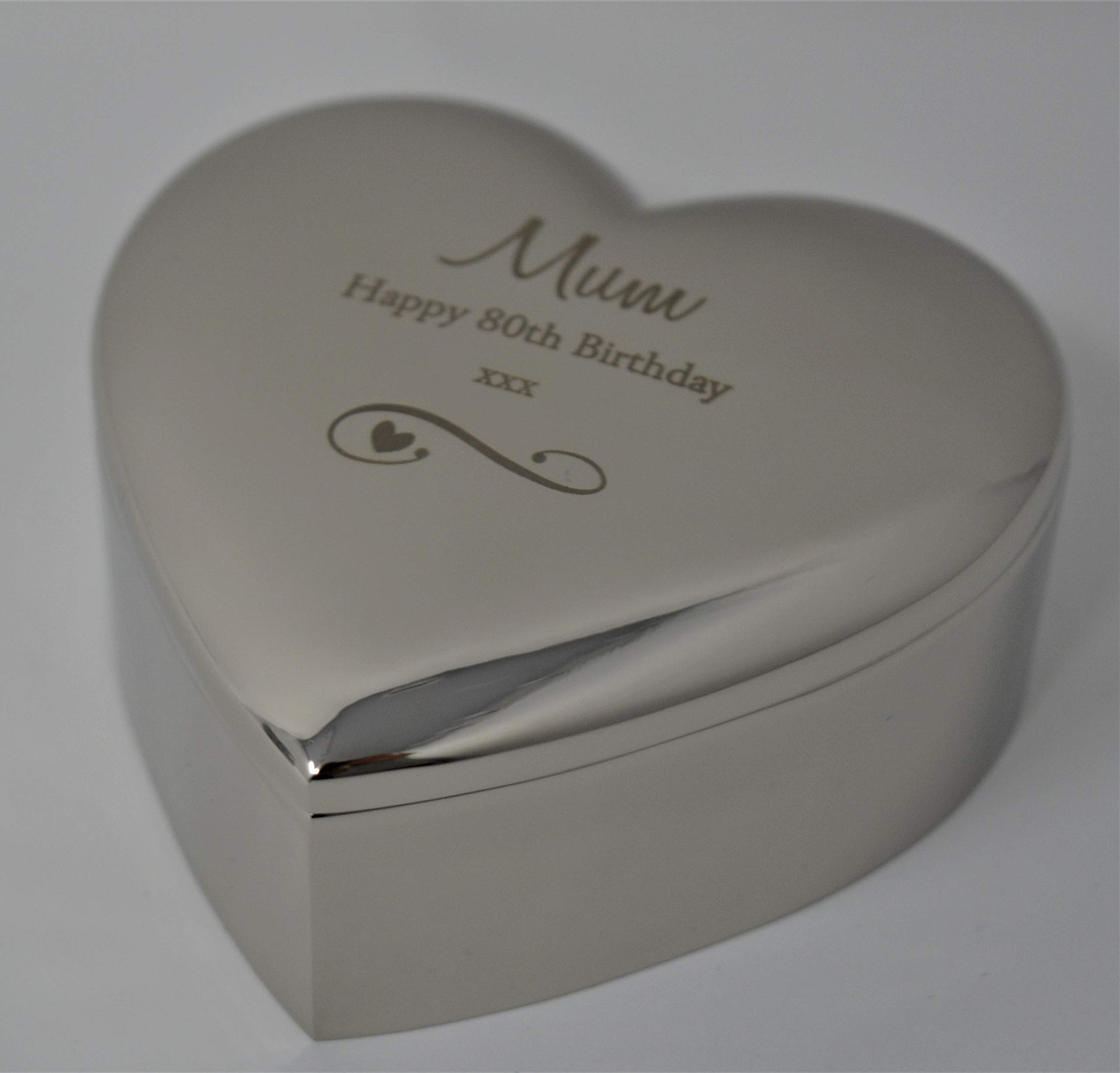 Mum 80th 80 Eightieth Happy Birthday Heart Trinket Box Present Ideas for her ladies women