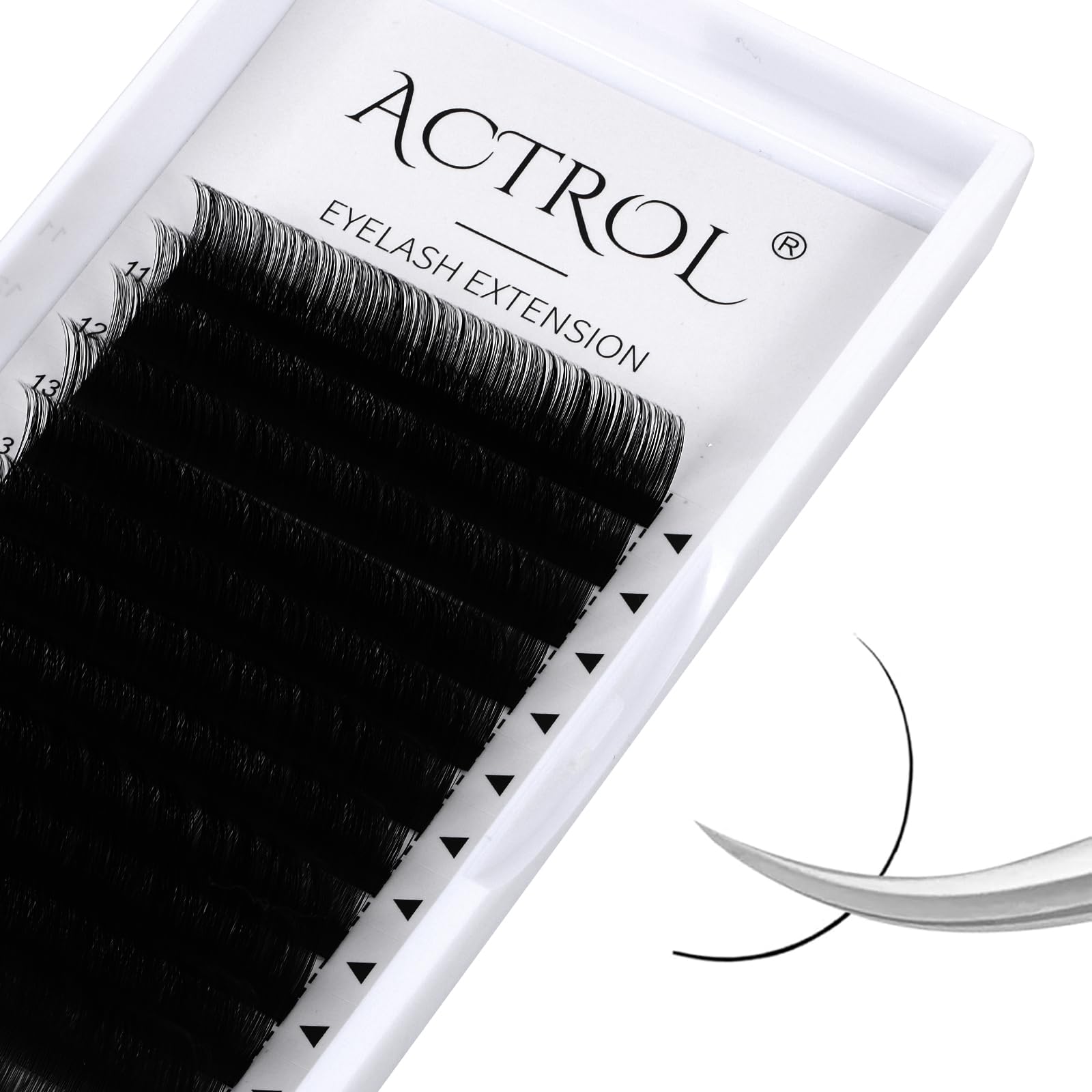 ACTROL Classic Eyelash Extension Volume Lashes Tray Supplies Matte Black Professional Lashes（0.03-D-11-19mix）