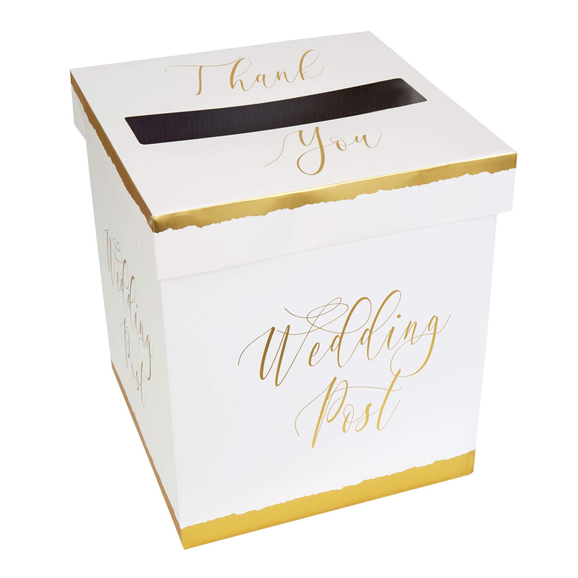 Neviti 776674 Card Post Box, White/Gold