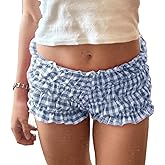 NUFIWI Women Lounge Shorts Button Floral Print Y2k Low Rise Sexy Micro Shorts Slim Fit Pajama Bottoms Cute Sleep Shorts