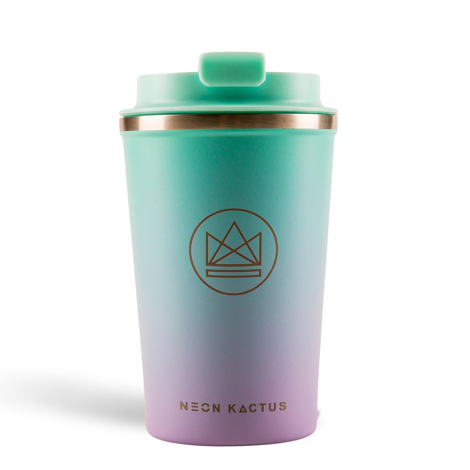 Neon Kactus Insulated Reusable Coffee Cup/Travel Mug (Purple/Green)