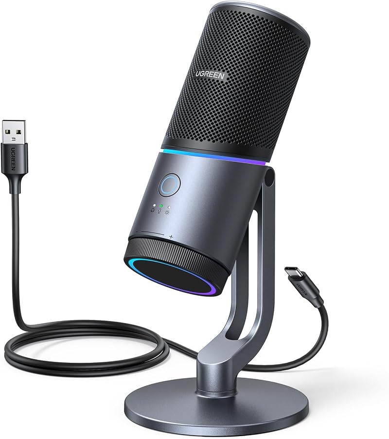 UGREEN USB Microphone 24bit/96KHz RGB Cardioid Condenser PC Mic