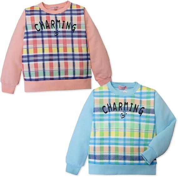 Amazon ピンク 1cm 子供服 女の子 トレーナー 長袖 裏起毛 チェック ロゴプリント 女児 キッズ トレーナー パーカー 通販