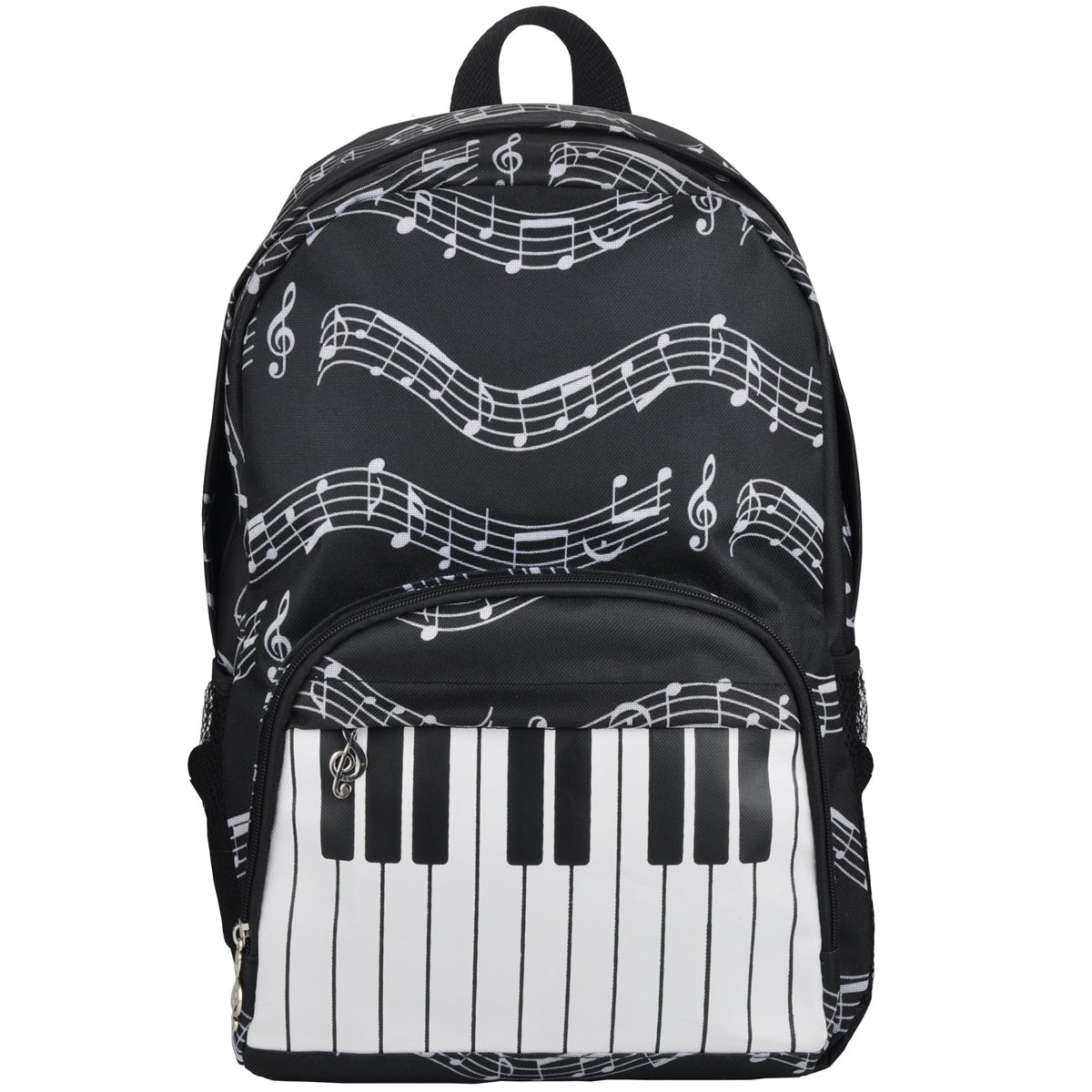 PUNK Oxford Musical Notes Print Backpack for School Boys Girls Stylish Art Bookbags (Keyboard Black)