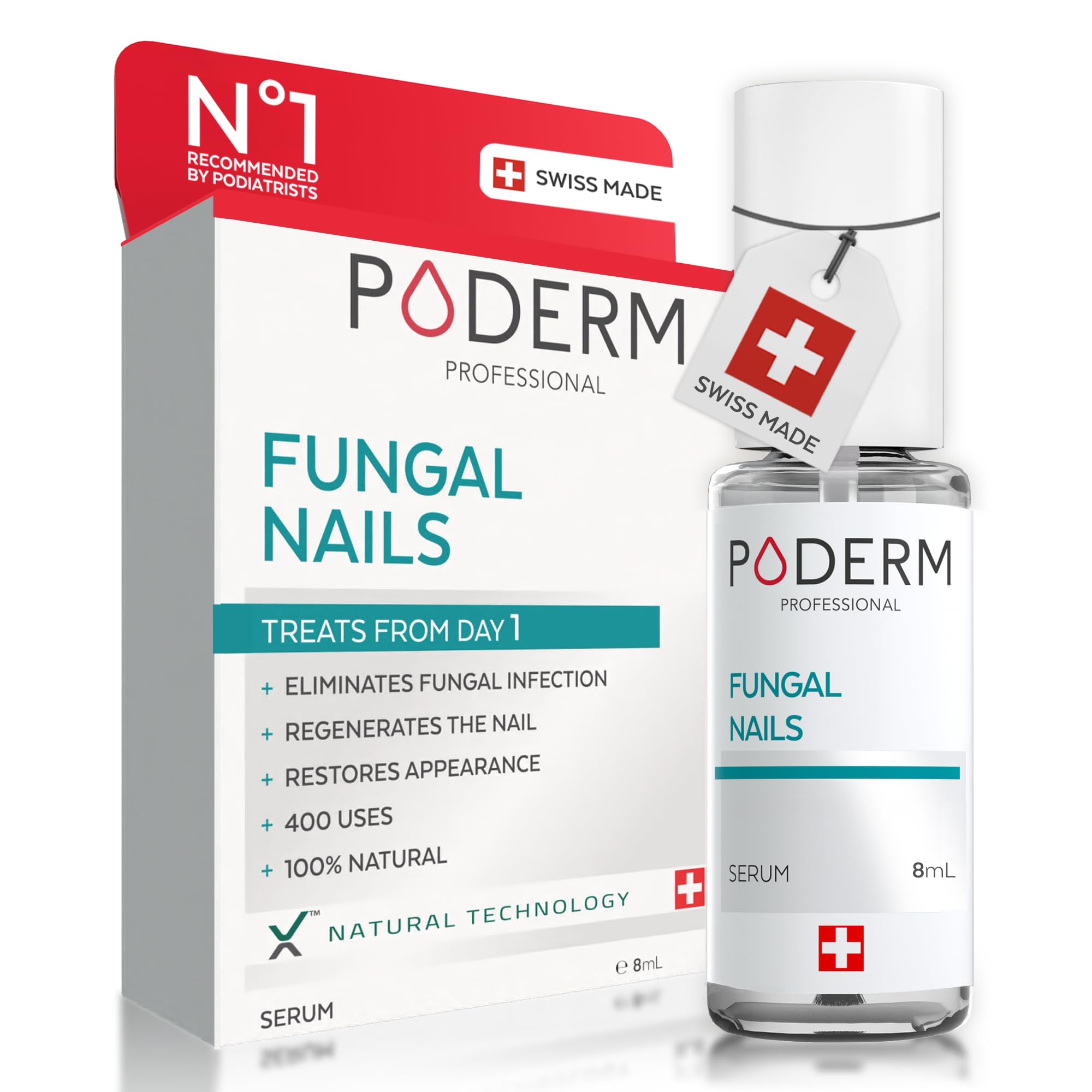 PODERM - FUNGAL NAIL TREATMENT - Nail Fungus Treatment for Toenail - Exceptional and Powerful Plants Anti-Fungal Restorative Properties - Professional Foot/Hand Treatment - Quick&Easy - Swiss Made