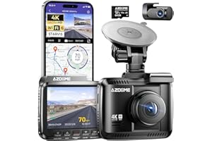 AZDOME 4K Dash Cam Front and Rear, STARVIS Night Vision, UHD 2160P WiFi Dash Camera for Cars with GPS, Included 64GB Card, 2.4" IPS Screen Dashcam, 170°Wide Angle, WDR, 24H Parking Mode (GS63H Pro)