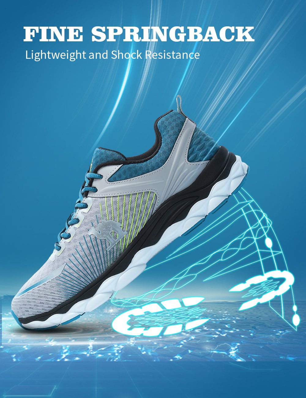 Camel Men’s Running Sneakers Lace-up Lightweight Breathable Mesh Trail Athletic Sport Shoes(Grey/Blue 7)