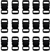 honigo 15 PCS 3/8 Inch Plastic Curved Buckle Black Quick Side Release Arched Buckle Heavy Duty Plastic Replacement for Paracord accessories,Dog Collar Clips,Sewing Accessories