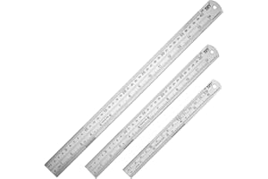 ZZTX Metal Straight Edge Ruler Stainless Steel Ruler 6 Inch 12 Inch 16 Inch Ruler Set Rulers Bulk Set of 3