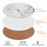 STAR POINT Marble Style Ceramic Coasters Set of 6 with Cork Base Holder 4 Inch view 4