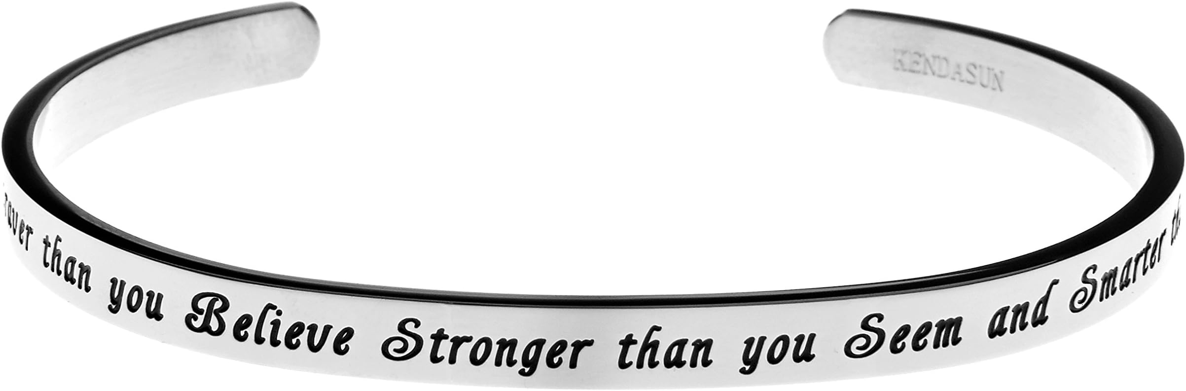 Kendasun Jewelry You are Braver Than You Believe Stronger Than You Seem and Smarter Than You Think Cuff Bangle Bracelet
