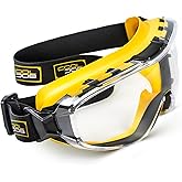 COOLJOB Safety Goggles Over Glasses with Anti-Fog Clear Lens, ANSI Z87.1 Impact Resistance and UV Proof, Adjustable Headband