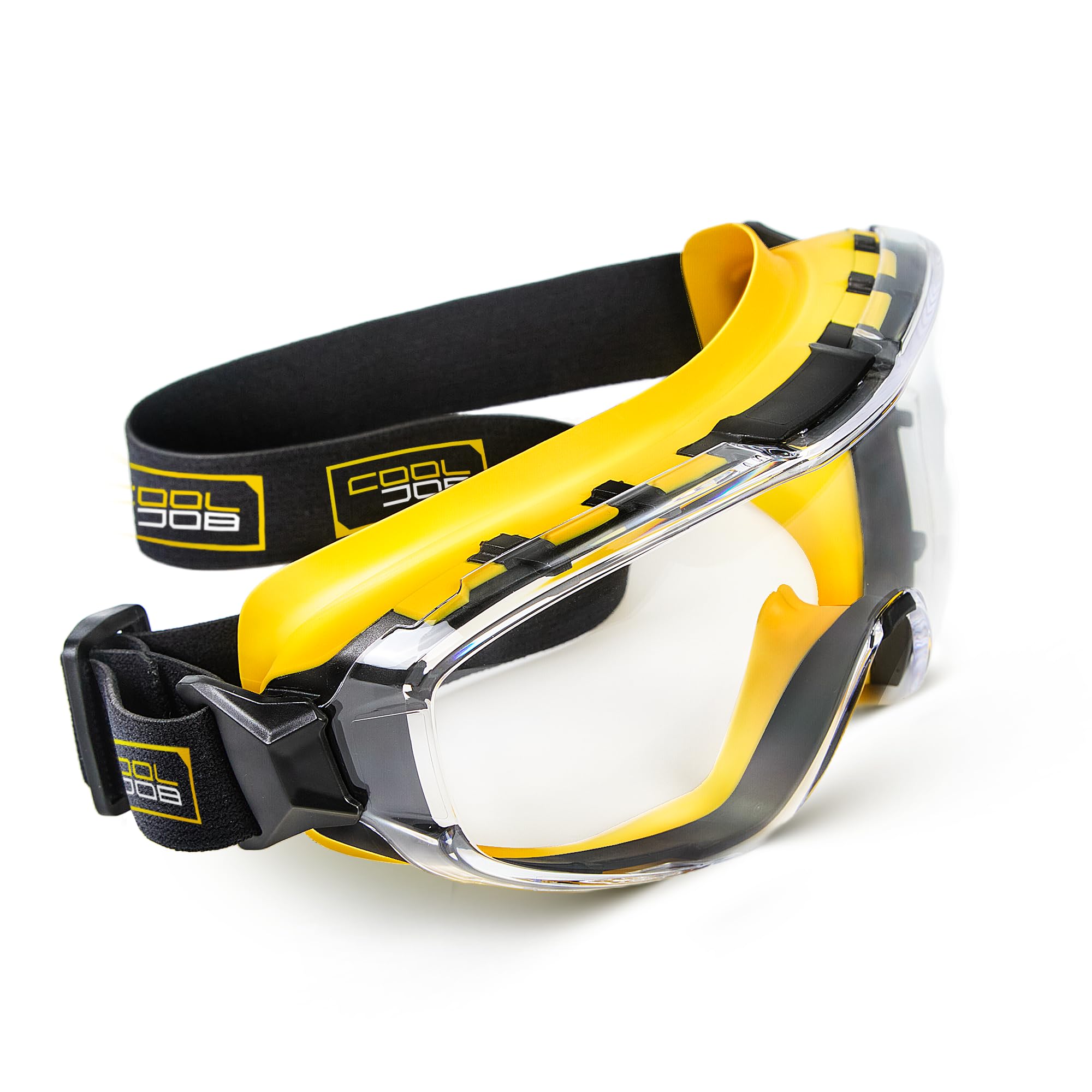 Photo 1 of COOLJOB Safety Goggles Over Glasses with Anti-Fog Clear Lens, ANSI Z87.1 Impact Resistance and UV Proof Eye Protection with Adjustable Elastic Headband, Anti-Scratch Eyewear for Men & Women, 1 Pair