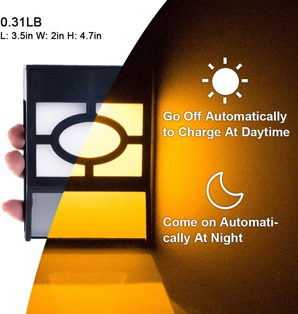 Solar Deck Lights, 6 Packs Outdoor Wall Lights Garden Decorative Fence Post Lighting - - 